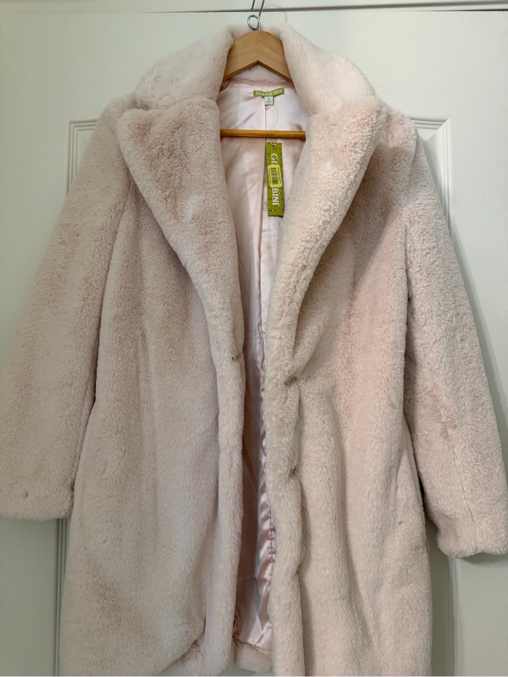 Gianni Bini Blush Pink Faux Fur Coat XS NWT